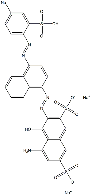 5-Amino-4-hydroxy-3-[[4-[(4-sodiosulfophenyl)azo]-1-naphthalenyl]azo]naphthalene-2,7-disulfonic acid disodium salt Struktur