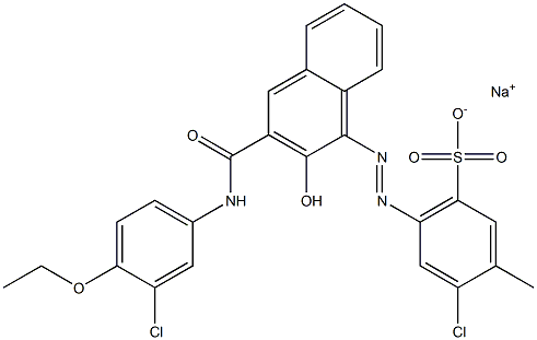 4-Chloro-3-methyl-6-[[3-[[(3-chloro-4-ethoxyphenyl)amino]carbonyl]-2-hydroxy-1-naphtyl]azo]benzenesulfonic acid sodium salt Struktur