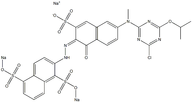 3-[2-[1,5-Bis(sodiosulfo)-2-naphtyl]hydrazono]-4-oxo-3,4-dihydro-7-[(4-chloro-6-isopropyloxy-1,3,5-triazine-2-yl)(methyl)amino]naphthalene-2-sulfonic acid sodium salt Struktur