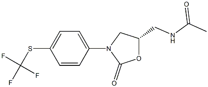 (5S)-5-Acetylaminomethyl-3-(4-trifluoromethylthiophenyl)oxazolidin-2-one Struktur