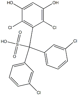 (2,6-Dichloro-3,5-dihydroxyphenyl)bis(3-chlorophenyl)methanesulfonic acid Struktur