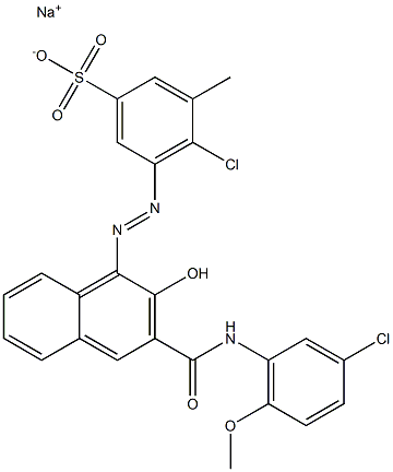 4-Chloro-3-methyl-5-[[3-[[(3-chloro-6-methoxyphenyl)amino]carbonyl]-2-hydroxy-1-naphtyl]azo]benzenesulfonic acid sodium salt Struktur