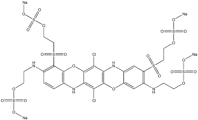 6,13-Dichloro-3,10-bis[2-(sodiooxysulfonyloxy)ethylamino]-4,9-bis[2-(sodiooxysulfonyloxy)ethylsulfonyl]-5,12-dioxa-7,14-diazapentacene Struktur