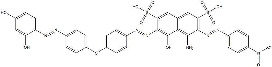 4-Amino-6-[[4-[[4-[(2,4-dihydroxyphenyl)azo]phenyl]thio]phenyl]azo]-5-hydroxy-3-[(4-nitrophenyl)azo]-2,7-naphthalenedisulfonic acid Struktur