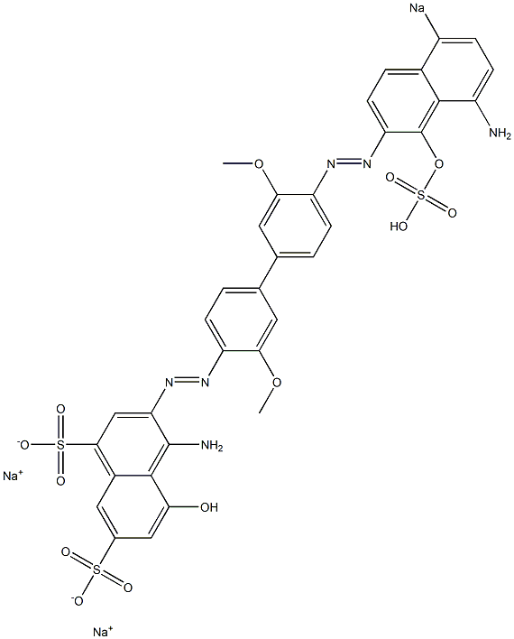 4-Amino-5-hydroxy-3-[[4'-[(8-amino-1-hydroxy-5-sodiosulfo-2-naphthalenyl)azo]-3,3'-dimethoxy-1,1'-biphenyl-4-yl]azo]naphthalene-1,7-disulfonic acid disodium salt Struktur