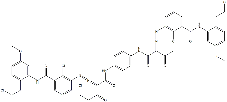 3,3'-[2-(Chloromethyl)-1,4-phenylenebis[iminocarbonyl(acetylmethylene)azo]]bis[N-[2-(2-chloroethyl)-5-methoxyphenyl]-2-chlorobenzamide] Struktur