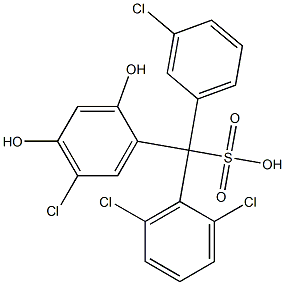 (3-Chlorophenyl)(2,6-dichlorophenyl)(5-chloro-2,4-dihydroxyphenyl)methanesulfonic acid Struktur