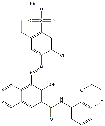 3-Chloro-6-ethyl-4-[[3-[[(3-chloro-2-ethoxyphenyl)amino]carbonyl]-2-hydroxy-1-naphtyl]azo]benzenesulfonic acid sodium salt Struktur