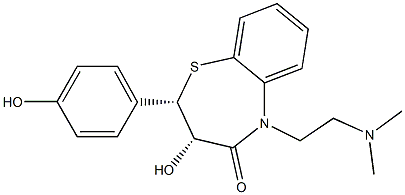 (2S,3S)-2,3-Dihydro-3-hydroxy-5-(2-dimethylaminoethyl)-2-(4-hydroxyphenyl)-1,5-benzothiazepine-4(5H)-one Struktur