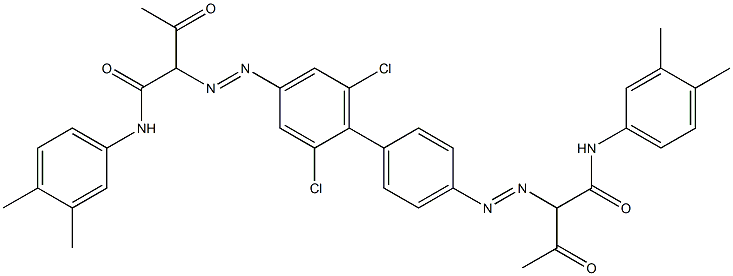 4,4'-Bis[[1-(3,4-dimethylphenylamino)-1,3-dioxobutan-2-yl]azo]-2,6-dichloro-1,1'-biphenyl Struktur