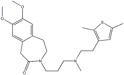 2,3-Dihydro-7,8-dimethoxy-3-[3-[N-[2-(2,5-dimethyl-3-thienyl)ethyl]-N-methylamino]propyl]-1H-3-benzazepin-4(5H)-one Struktur