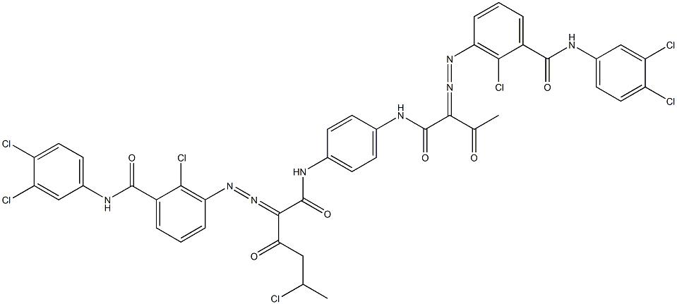 3,3'-[2-(1-Chloroethyl)-1,4-phenylenebis[iminocarbonyl(acetylmethylene)azo]]bis[N-(3,4-dichlorophenyl)-2-chlorobenzamide] Struktur