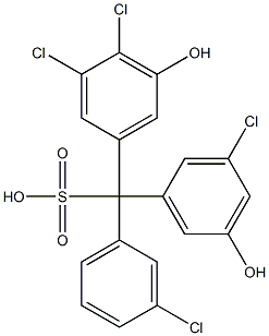 (3-Chlorophenyl)(3-chloro-5-hydroxyphenyl)(3,4-dichloro-5-hydroxyphenyl)methanesulfonic acid Struktur