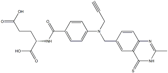 N-[4-[[[(3,4-Dihydro-2-methyl-4-thioxoquinazolin)-6-yl]methyl](2-propynyl)amino]benzoyl]-L-glutamic acid Struktur