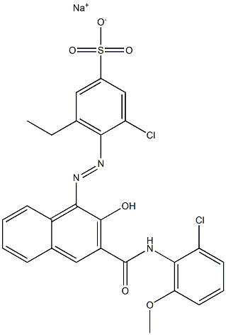 3-Chloro-5-ethyl-4-[[3-[[(2-chloro-6-methoxyphenyl)amino]carbonyl]-2-hydroxy-1-naphtyl]azo]benzenesulfonic acid sodium salt Struktur