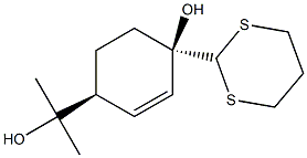 (1R,4S)-1-Hydroxy-1-(1,3-dithian-2-yl)-4-(1-hydroxy-1-methylethyl)-2-cyclohexene Struktur