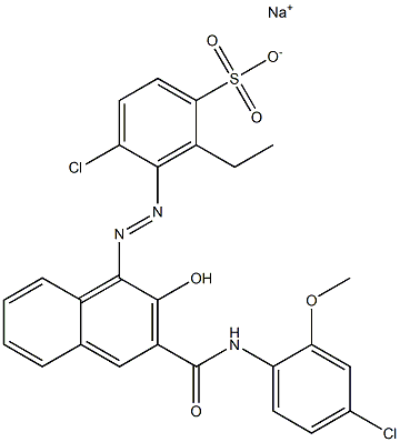 4-Chloro-2-ethyl-3-[[3-[[(4-chloro-2-methoxyphenyl)amino]carbonyl]-2-hydroxy-1-naphtyl]azo]benzenesulfonic acid sodium salt Struktur