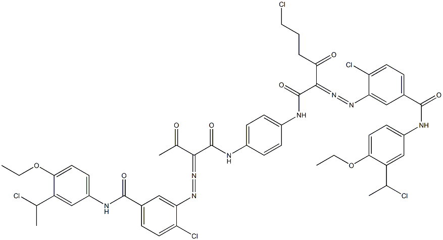 3,3'-[2-(2-Chloroethyl)-1,4-phenylenebis[iminocarbonyl(acetylmethylene)azo]]bis[N-[3-(1-chloroethyl)-4-ethoxyphenyl]-4-chlorobenzamide] Struktur