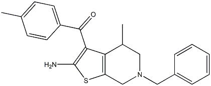 2-Amino-3-(4-methylbenzoyl)-4,5,6,7-tetrahydro-4-methyl-6-benzylthieno[2,3-c]pyridine Struktur