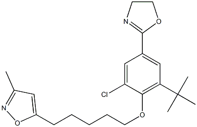 3-Methyl-5-[5-[2-chloro-6-tert-butyl-4-[(4,5-dihydrooxazol)-2-yl]phenoxy]pentyl]isoxazole Struktur