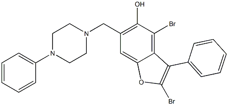 2,4-Dibromo-3-phenyl-6-[(4-phenyl-1-piperazinyl)methyl]benzofuran-5-ol Struktur