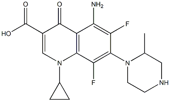 5-Amino-1-cyclopropyl-6,8-difluoro-1,4-dihydro-7-[2-methyl-1-piperazinyl]-4-oxoquinoline-3-carboxylic acid Struktur