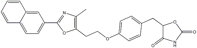 5-[4-[2-[4-Methyl-2-(2-naphthalenyl)-5-oxazolyl]ethoxy]benzyl]oxazolidine-2,4-dione Struktur