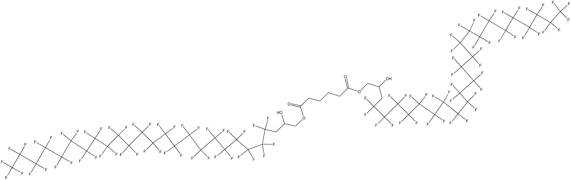 Adipic acid bis(4,4,5,5,6,6,7,7,8,8,9,9,10,10,11,11,12,12,13,13,14,14,15,15,16,16,17,17,18,18,19,19,20,20,21,21,22,22,23,23,24,24,25,25,26,26,26-heptatetracontafluoro-2-hydroxyhexacosyl) ester Struktur