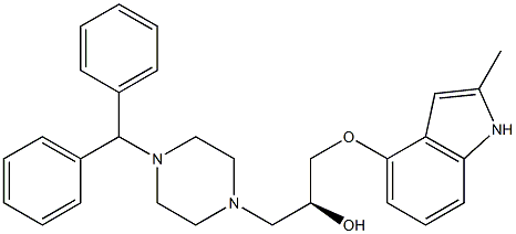 (S)-1-[(2-Methyl-1H-indol-4-yl)oxy]-3-[4-(diphenylmethyl)piperazin-1-yl]-2-propanol Struktur