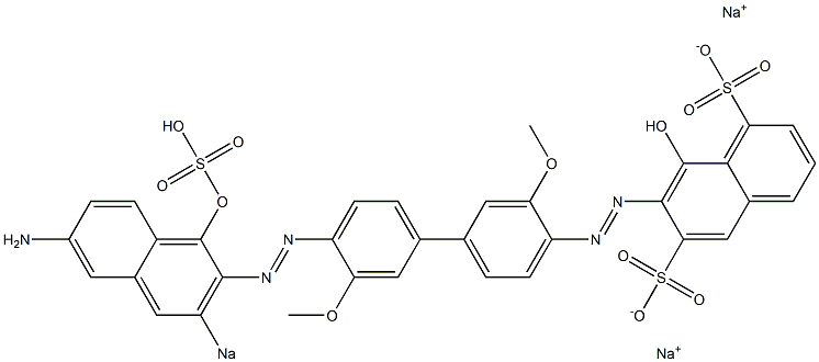 7-[[4'-[(6-Amino-1-hydroxy-3-sodiosulfo-2-naphthalenyl)azo]-3,3'-dimethoxy-1,1'-biphenyl-4-yl]azo]-8-hydroxynaphthalene-1,6-disulfonic acid disodium salt Struktur