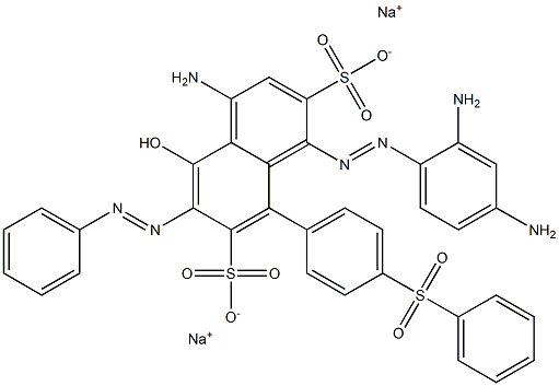 4-[(2,4-Diaminophenyl)azo]-5-[4-(phenylsulfonyl)phenyl]-7-(phenylazo)-1-amino-8-hydroxy-3,6-naphthalenedisulfonic acid disodium salt Struktur