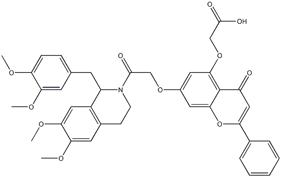 [[7-[2-[[1-[(3,4-Dimethoxyphenyl)methyl]-3,4-dihydro-6,7-dimethoxyisoquinolin]-2(1H)-yl]-2-oxoethoxy]-4-oxo-2-phenyl-4H-1-benzopyran-5-yl]oxy]acetic acid Struktur