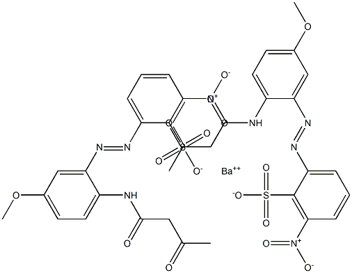 Bis[2-[2-(1,3-dioxobutylamino)-5-methoxyphenylazo]-6-nitrobenzenesulfonic acid]barium salt Struktur