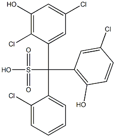 (2-Chlorophenyl)(3-chloro-6-hydroxyphenyl)(2,5-dichloro-3-hydroxyphenyl)methanesulfonic acid Struktur