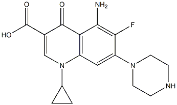 5-Amino-1-cyclopropyl-6-fluoro-1,4-dihydro-4-oxo-7-(1-piperazinyl)quinoline-3-carboxylic acid Struktur