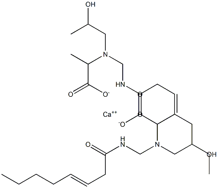 Bis[2-[N-(2-hydroxypropyl)-N-(3-octenoylaminomethyl)amino]propionic acid]calcium salt Struktur