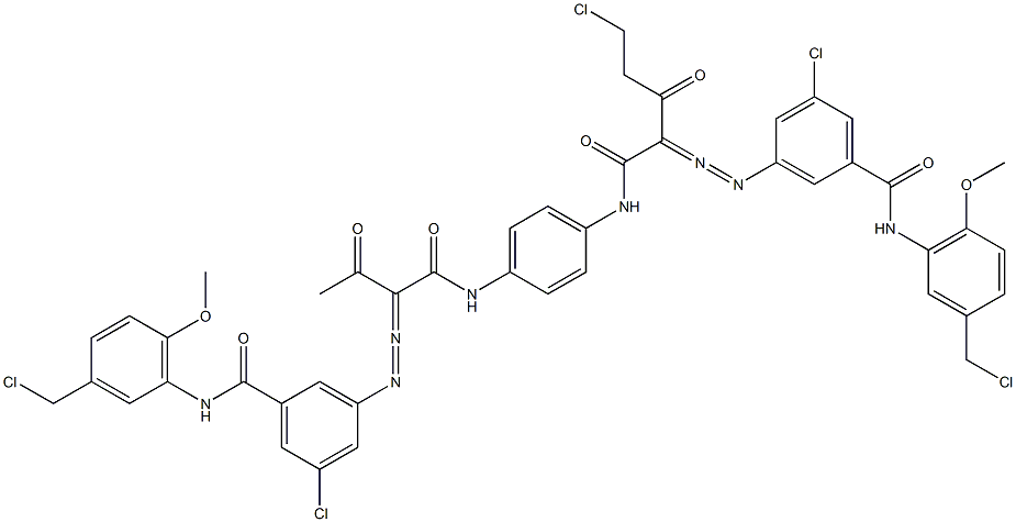 3,3'-[2-(Chloromethyl)-1,4-phenylenebis[iminocarbonyl(acetylmethylene)azo]]bis[N-[3-(chloromethyl)-6-methoxyphenyl]-5-chlorobenzamide] Struktur