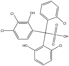 (2-Chlorophenyl)(2-chloro-6-hydroxyphenyl)(3,4-dichloro-2-hydroxyphenyl)methanesulfonic acid Struktur