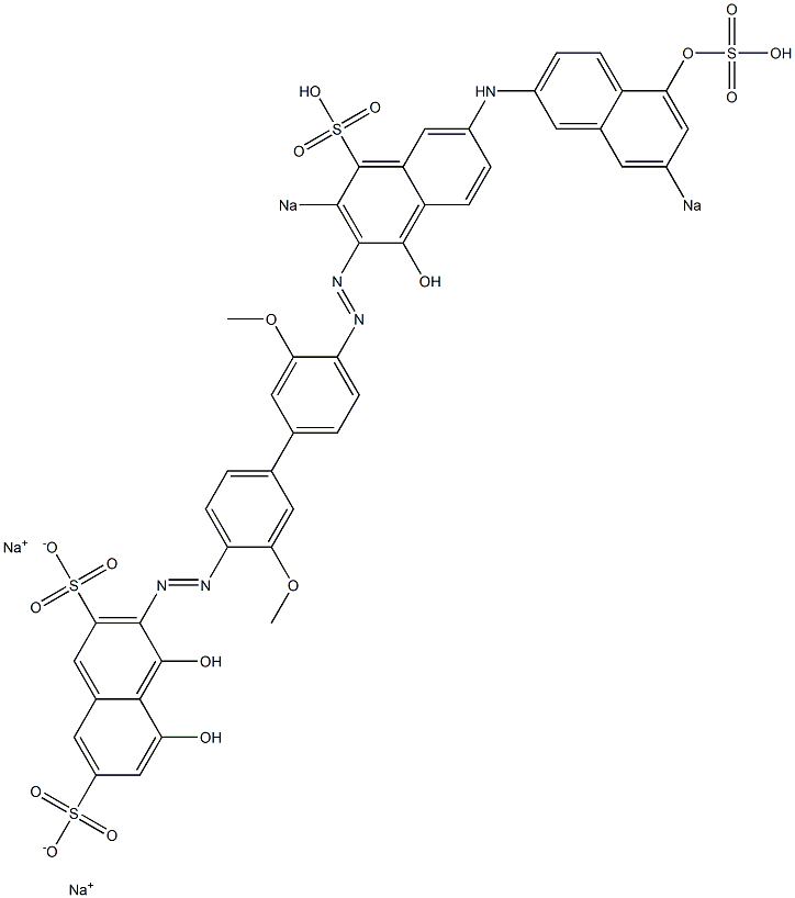 4,5-Dihydroxy-3-[[4'-[[1-hydroxy-6-[(5-hydroxy-7-sodiosulfo-2-naphthalenyl)amino]-3-sodiosulfo-2-naphthalenyl]azo]-3,3'-dimethoxy-1,1'-biphenyl-4-yl]azo]naphthalene-2,7-disulfonic acid disodium salt Struktur