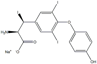 (2R,3S)-2-Amino-3-[4-(4-hydroxyphenoxy)-3,5-diiodophenyl]-3-iodopropanoic acid sodium salt Struktur