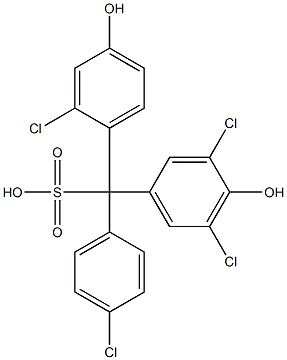 (4-Chlorophenyl)(2-chloro-4-hydroxyphenyl)(3,5-dichloro-4-hydroxyphenyl)methanesulfonic acid Struktur