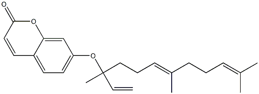 (-)-7-[[1,5,9-Trimethyl-1-vinyldeca-4,8-dien-1-yl]oxy]-2H-1-benzopyran-2-one Struktur