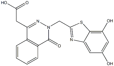 3-[(5,7-Dihydroxy-2-benzothiazolyl)methyl]-3,4-dihydro-4-oxophthalazine-1-acetic acid Struktur