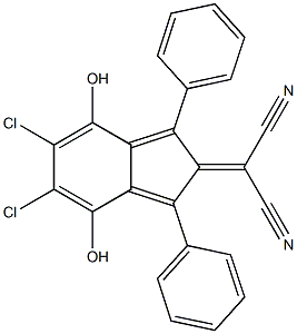 (1,3-Diphenyl-4,7-dihydroxy-5,6-dichloro-2H-inden-2-ylidene)malononitrile Struktur