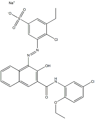 4-Chloro-3-ethyl-5-[[3-[[(3-chloro-6-ethoxyphenyl)amino]carbonyl]-2-hydroxy-1-naphtyl]azo]benzenesulfonic acid sodium salt Struktur