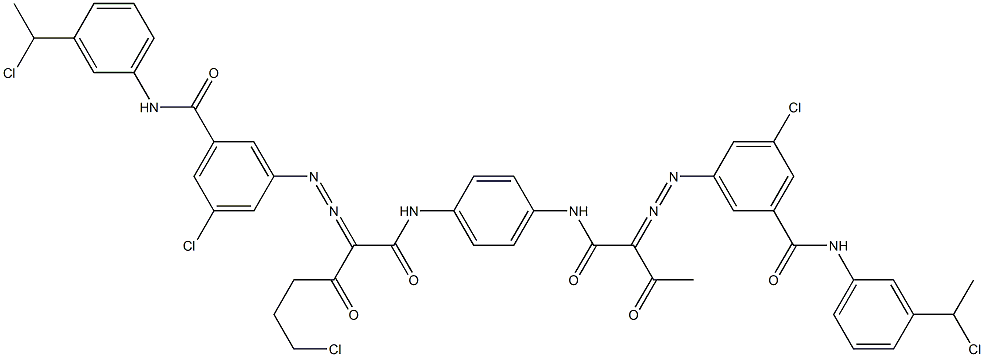 3,3'-[2-(2-Chloroethyl)-1,4-phenylenebis[iminocarbonyl(acetylmethylene)azo]]bis[N-[3-(1-chloroethyl)phenyl]-5-chlorobenzamide] Struktur