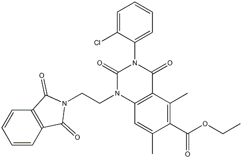 1,2,3,4-Tetrahydro-3-(2-chlorophenyl)-1-[2-(1,3-dioxoisoindolin-2-yl)ethyl]-5,7-dimethyl-2,4-dioxoquinazoline-6-carboxylic acid ethyl ester Struktur