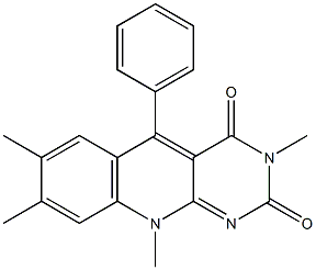 3,7,8,10-Tetramethyl-5-phenylpyrimido[4,5-b]quinoline-2,4(3H,10H)-dione Struktur