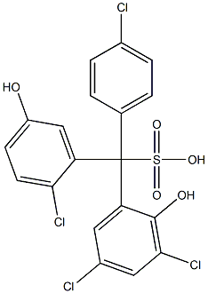 (4-Chlorophenyl)(2-chloro-5-hydroxyphenyl)(3,5-dichloro-2-hydroxyphenyl)methanesulfonic acid Struktur