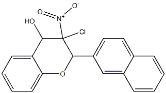 3-Chloro-3,4-dihydro-4-hydroxy-3-nitro-2-(2-naphtyl)-2H-1-benzopyran Struktur